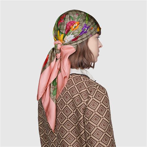 gucci pink scarves|Gucci scarf with flowers.